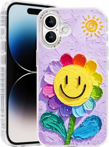 Casegis Compatible with iPhone 17 Case,with [Soft Slim][Camera Protection] Cute Rainbow Flower Aesthetic Phone Cover Anti-Yellowing Shockproof Protective Cover for Women Girl-Purple