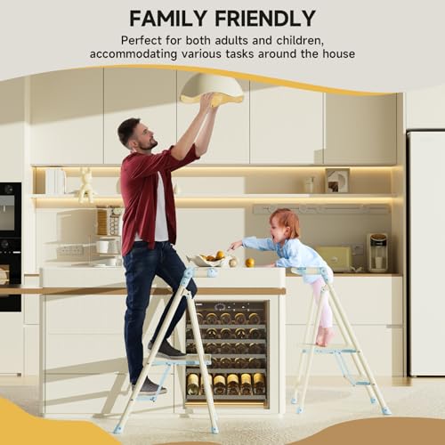 image for UNICOO® Foldable Toddler Tower, 2-Step Kids Kitchen & Home Stool with