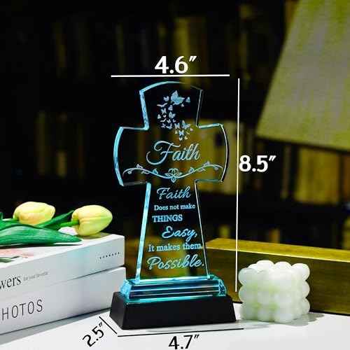 Qianwei Christian Gifts for Women - Crystal Cross Faith Inspirational Gifts Religious Catholic Baptism Communion Confirmation Gifts for Women Sister Friend Gifts