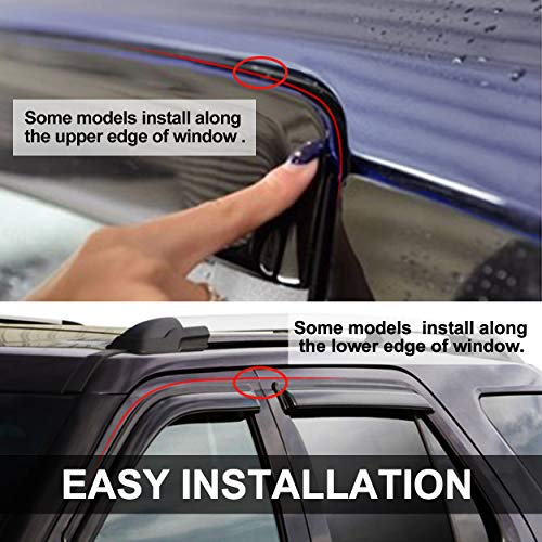 Kucaruce Original Side Window Wind Deflector, 4Pcs Out-Channel Tape-On Nice Rain Guards Set,Window Visor Fit For 2011-2015 Kia Sorento 94187 #TOP5