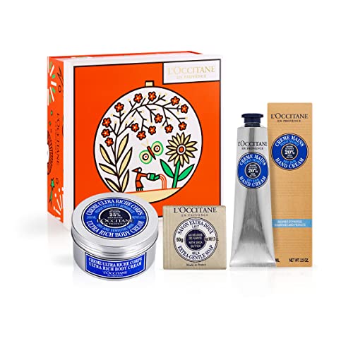 L OCCITANE - Coffret de Soin pour le Corps Senteur Karité - Produits de Beauté avec 1 Crème Ultra-Riche Corps Karité 200ml, 1 Crème Mains Karité 75ml et 1 Savon Karité Verveine 50g