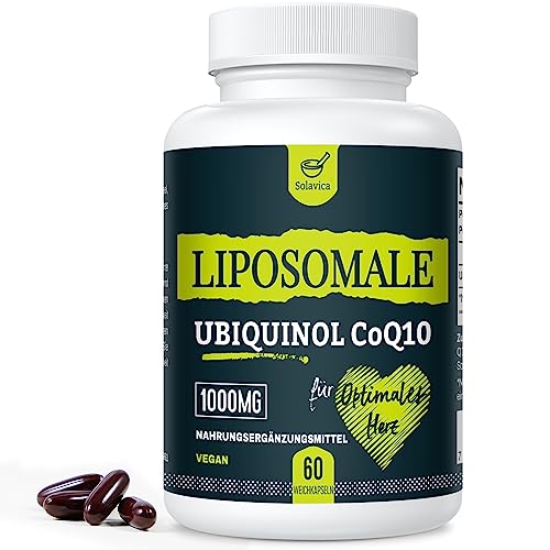 CoQ10 Ubiquinol Liposomal 1000 mg – Forma Activa, Vegano, Fácil de Tragar – Sin OGM, Soja ni Gluten (60 Unidades (Lote de 1))