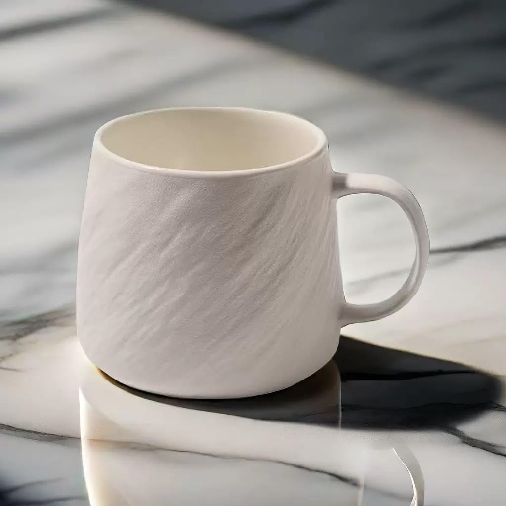 Taoyanmo Coffee Mug, 500ml, Handmade Tea Cup with Handle, Ceramic Cups with Handles for Tea, Cappuccino, Latte,Coffee & Hot Drinks – Stylish & Durable – Microwave & Dishwasher Safe (White)
