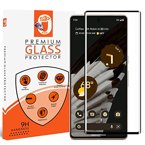 Image of STP FEEL Advanced Full Glue Tempered Glass Screen Protector Guard for Google Pixel 7 Pro 6.7 Inch (Black, Pack of 1) Full Coverage With Easy Installation Kit
