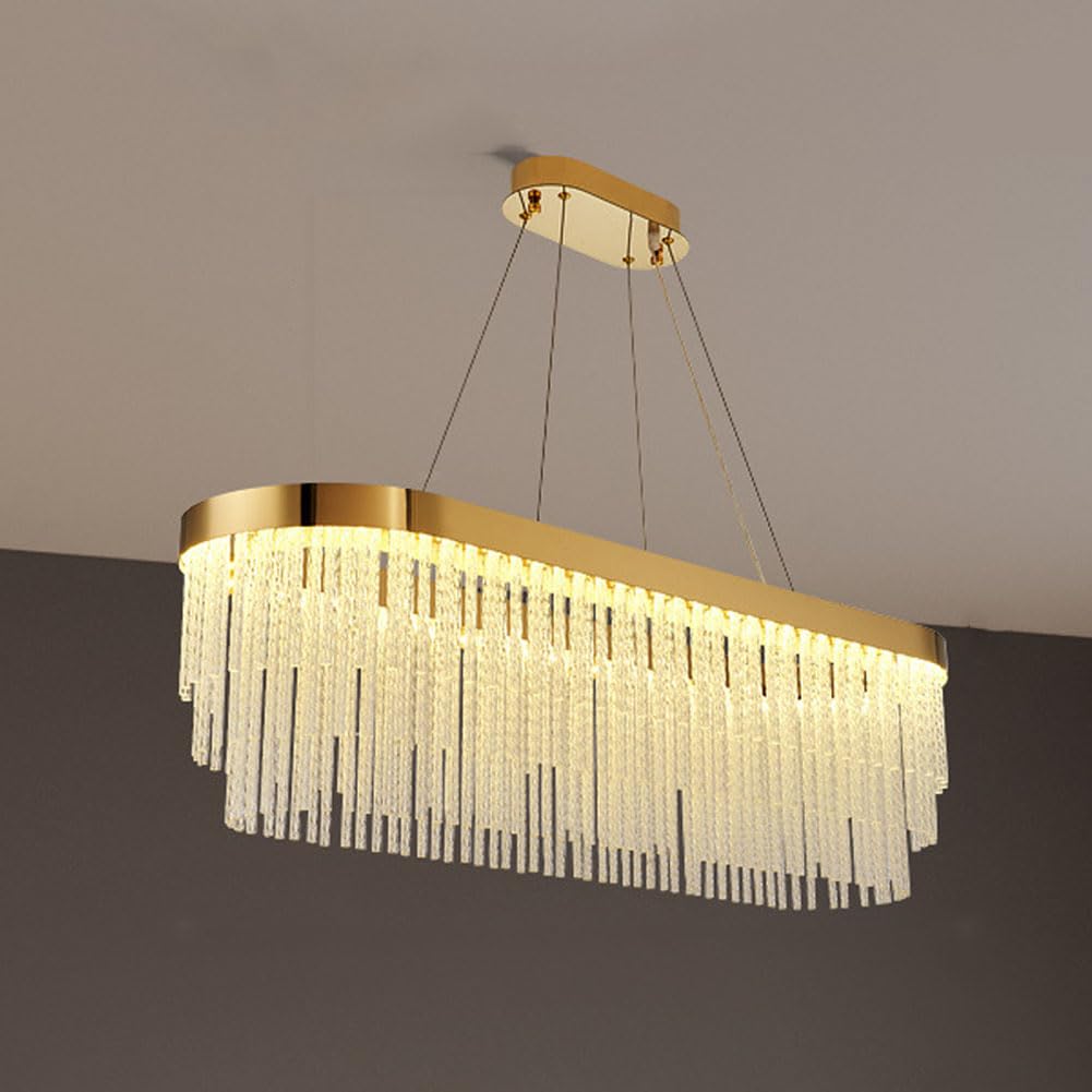 KXEcoLife Simple light luxury crystal chandelier, creative chain light, modern round for living room dining bedroom den,oval 80cm