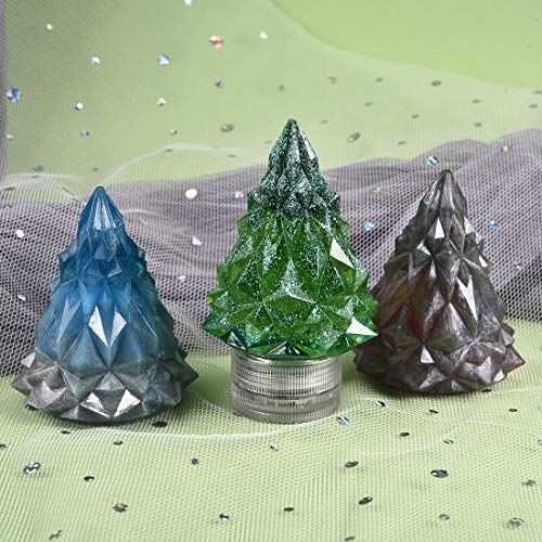 LANBEIDE 3D Resin Christmas Tree Mold, Silicone Resin Mold with 5Pcs LED Tea Lights for DIY Epoxy Resin Jewelry Crafts Christmas Ornaments Soap Mold