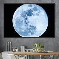 Framed Canvas Wall Art Lunar Aerial Astronomy & Space Expressive Global Moon Multicolor Photography Realism Warm - 16x24 inches