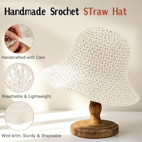 Sombrero de sol para mujer verano playa paja miniatura 2
