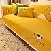 YUTJK Eros bestickte Nachahmungswäsche Sofa-Mat,Couchdecken,Ecksofa-Bezug,Sofa Abdeckung,Chaiselongue-Sofabezug,Weicher Atmungsaktiver Sofaschoner,Gelb_90×160cm