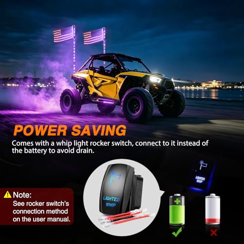 Image of Nilight LED Whip Light 2PC 6FT Spiral RGB Antenna Whips with Spring Base, App /Remote Control DIY Chasing Patterns Brake & Reverse Turn Signal Lights for Side by Side ATV UTV RZR Can-Am Buggy Jeep