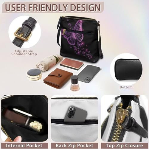 Image of Leather Purses for Women, Leather Hobo Bags for Women Travel Sling Purse Triple Zippered Pockets Shoulder Bag
