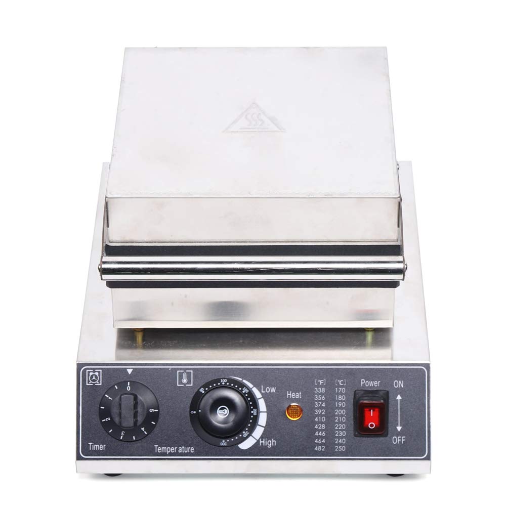 Gofrera comercial 2000W Máquina de gofres eléctrica Dos gofres rectangulares Temperatura ajustable y tiempo Tabla de comparación de temperatura Revestimiento antiadherente