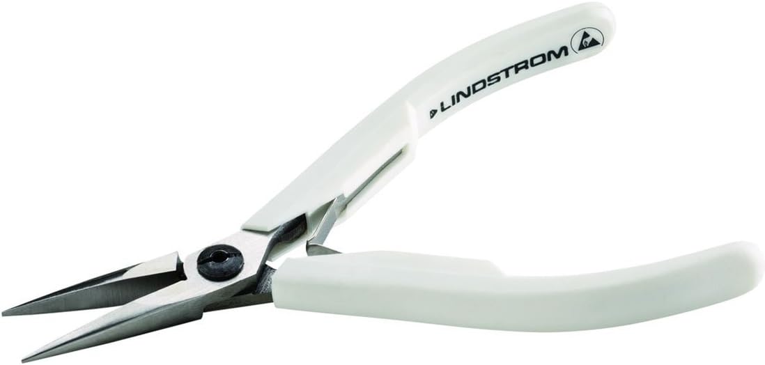 Lindström 7890 CO Supreme Antistatic Snipe Nose Pliers with Smooth Jaws, Silver/White, 132 mm