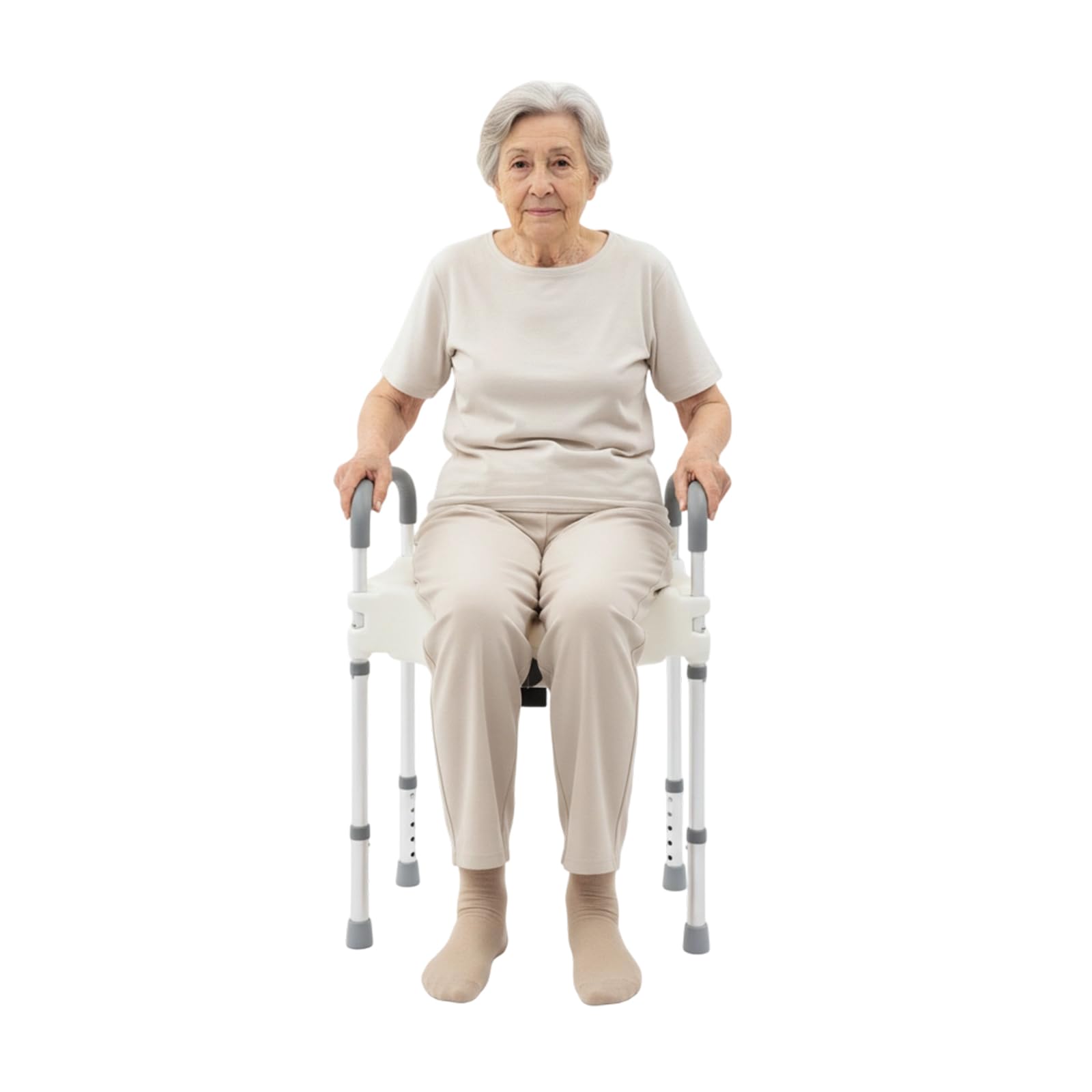Rialzo per WC per anziani, 150 kg, con braccioli, in lega di alluminio, rialzo per WC regolabile in altezza, per anziani e disabili incinte
