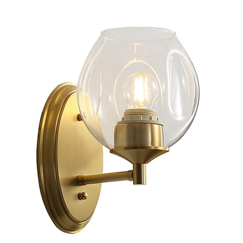 HPTHLY Wall Mounted Light Indoor Wall Sconce Wall Lamp, Creative Glass Lampshade Bedroom Corridor Brass Wall Lantern E27 Edison, Fixtures Lighting For Bathro