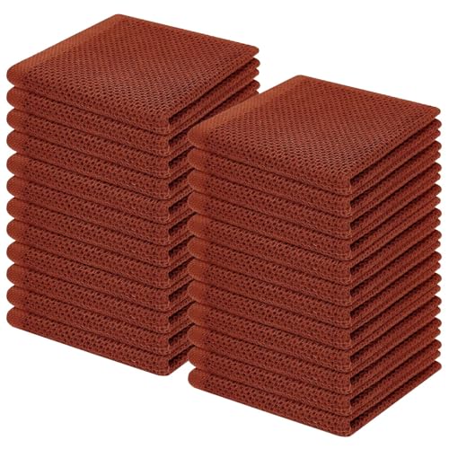 Image of Homaxy 100% Cotton Waffle Weave Kitchen Dish Cloths, Ultra Soft Absorbent Quick Drying Dish Towels, 12 x 12 Inches, 24-Pack, Rust
