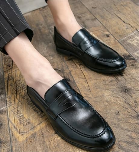 Mens Leather Loafers Slip On Breathable Lightweight Flexible Comfortable Classic Walking Casual Shoes Simple Design2