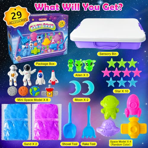 Image of Sensory Bin Space Kit with Sensory Sand | Play Sand, Pretend Play Beach Toy, Sandbox for Girls and Boys