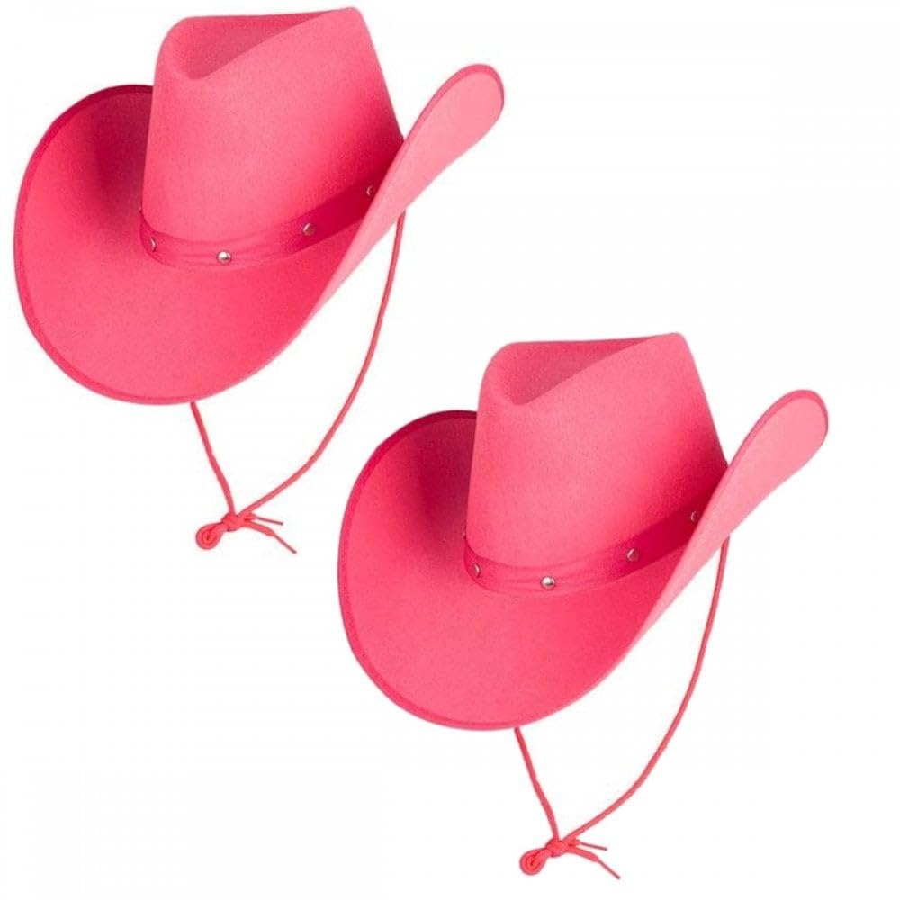 Titch & Timbo Adult Texan Cowboy Hat 2 Pack (Multiple Options) : Fancy Dress Party Accessory Country Western Rancher Wild West Music Festival (Classic Texan, Hot Pink,Hot Pink)