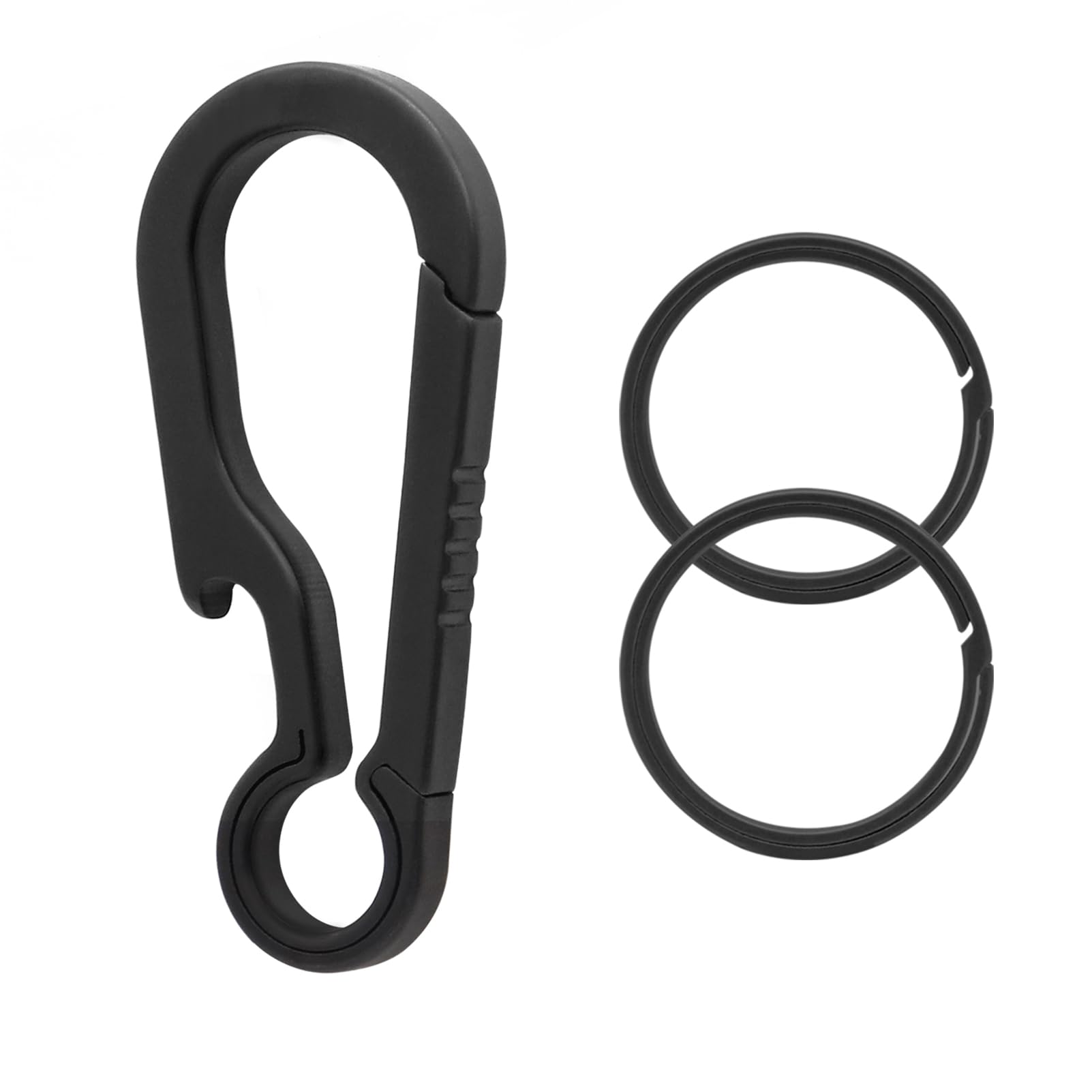 PJYTAC Titanium Carabiner for Keys Heavy Duty Keychain with Key Rings Black Side Pushing Easy Anti-Lost Quick Release Key Chain Bottle Opener
