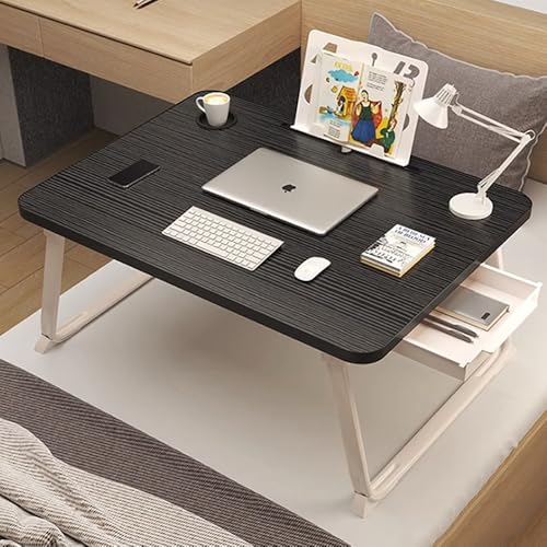 Eternal Wings 折りたたみテーブル 折り畳みテーブルパソコンデスク座卓 ベッドテーブル ローテーブル 凹溝付 き ラップトップテーブル ローテーブル PCデスク 大容量表面 多機能 軽量 ベッド ソファ オフィス 食事 利用可 4色 (ブラック