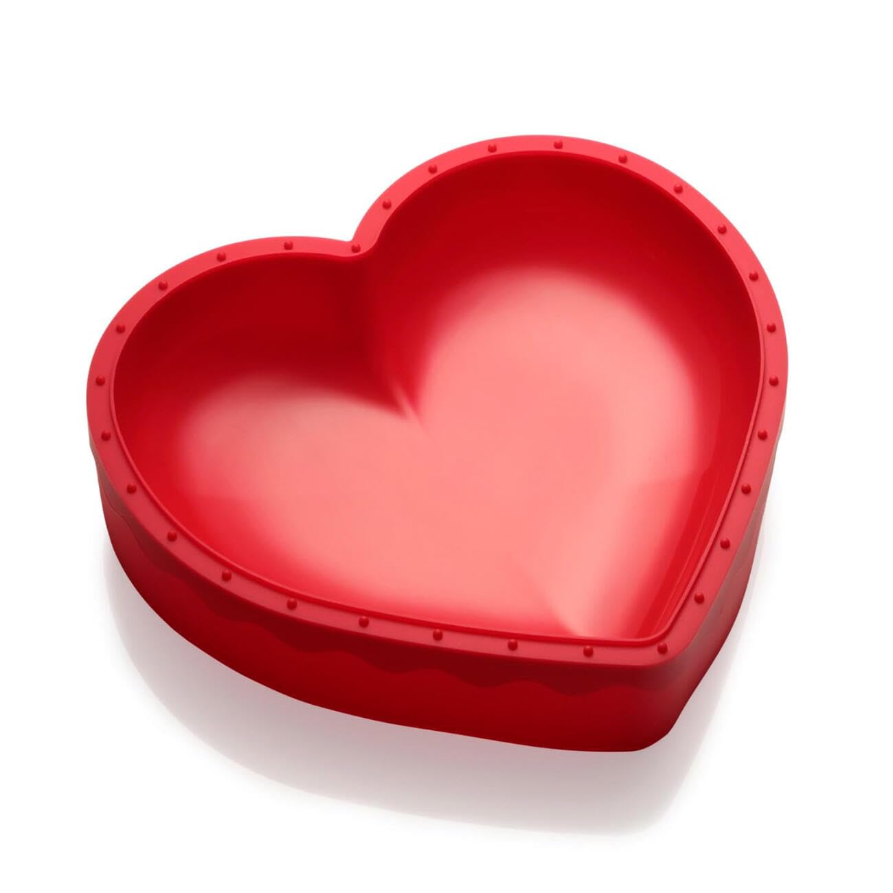 Coolinato Molde de silicona para hornear en forma de corazón 3D, 25 x 27 cm, rojo, incluye 4 recetas | Incluye 4 Recetas