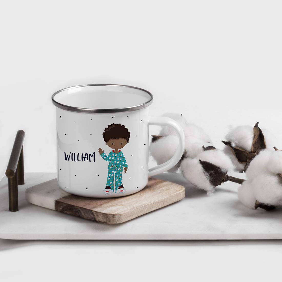Personalized Kids Christmas Hot Chocolate Mug - 11oz Stainless Steel Campfire Cup With Narwhal Design, Custom Name - View #9