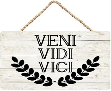Veni Vidi Vici Wood Sign - 6"X12" Inches Wooden Plaque For Home Bedroom Farmhouse Vintage Hanging Ornaments Wall Art Decor