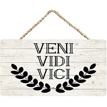 Veni Vidi Vici Wood Sign - 6"X12" Inches Wooden Plaque For Home Bedroom Farmhouse Vintage Hanging Ornaments Wall Art Decor