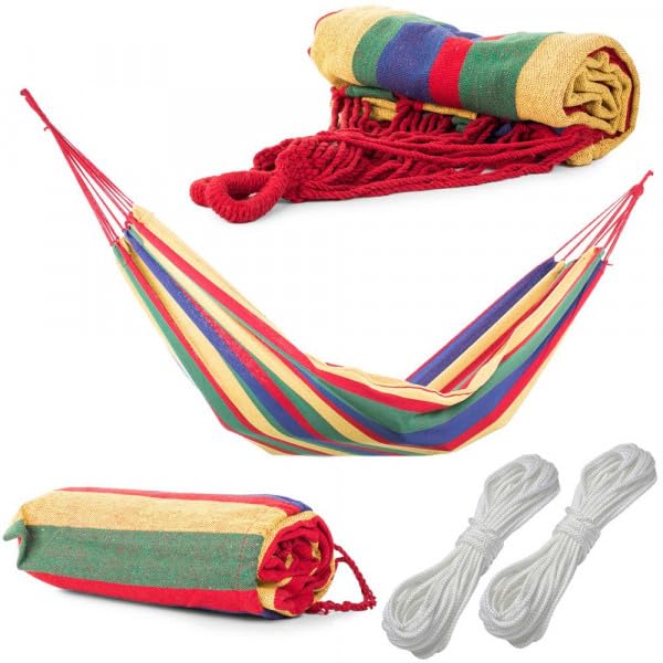 Hamaca Colgante para Jardín 200x80cm de Tela Resistente y Cómoda, Fácil de Instalar y Portátil, Ideal para Descansar al Aire Libre, Patio o Terraza - Mecedora Jardin Exterior (Rojo)