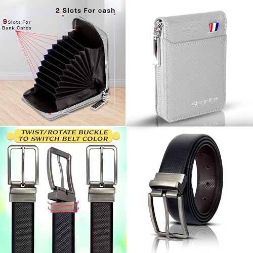 Storite PU Leather 9 Slot Vertical Credit/Debit Card Holder & Belt Combo, Money Wallet Zipper Coin Purse Valentine Gift for Men- (11.5 x 2 x 8 cm) 4 51ZoeQFskcL