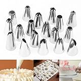 wowjimi 絞り口金 18個セット ステンレス製 DIY ション ケーキ 花を表装する 花型 製菓用品 モンブラン口金 絞り袋 家庭用 パン屋 デザートポイント 菓子店