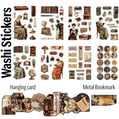 Image of The AutoStory Vintage Scrapbook Album Kit - A6 Junk Journal Notebook with Aesthetic Stickers, Collage Paper Pack & Washi Tape - DIY Journaling Supplies Gift for Teens & Girls (Whispering Pages, Brown)