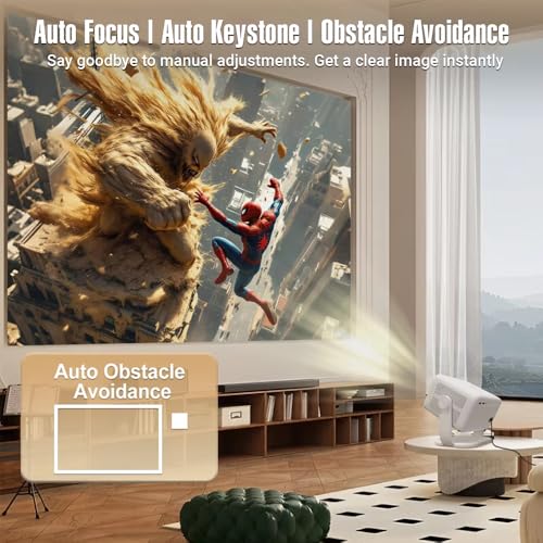 Image of XElectron Luminex Whale TV Projector 4k Ultra HD, Netflix, Prime, 1080p Native, Android 13, WiFi, 16000 Lumens, Smart Mini Projector for Room, Portable Home Cinema, Built-in Apps, 250 inch Display