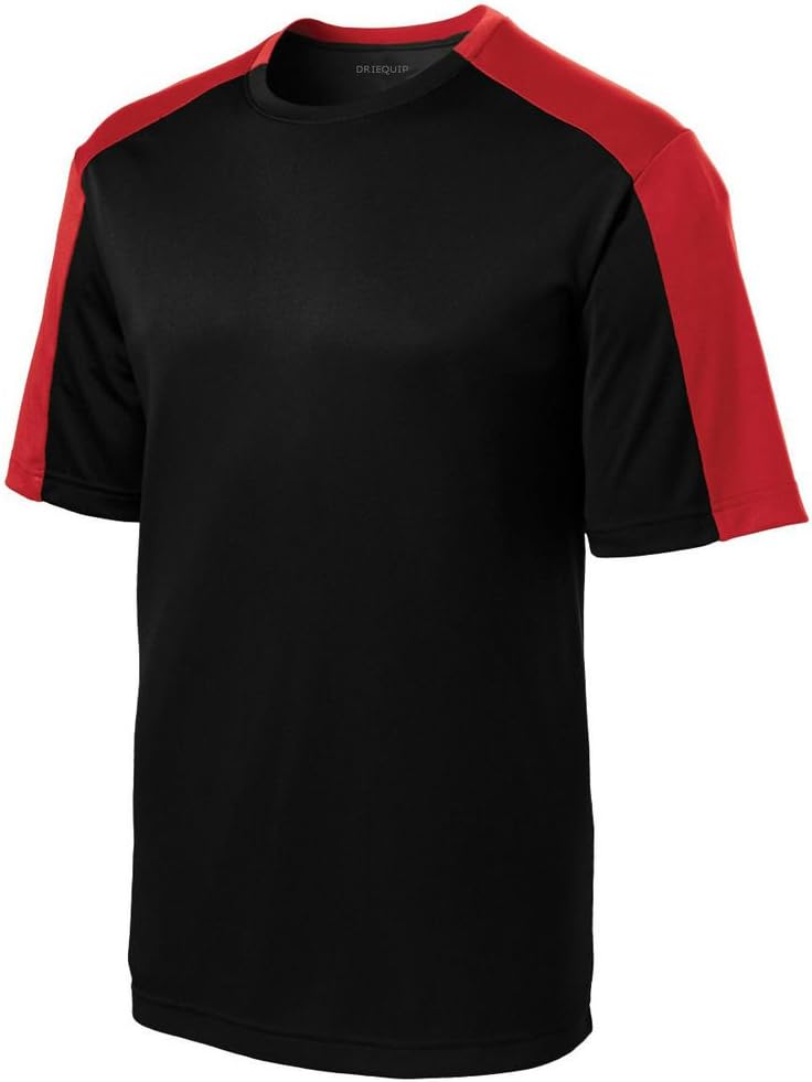 DRI-Equip Men's Contrast Sleeve Moisture Wicking Athletic T-Shirts