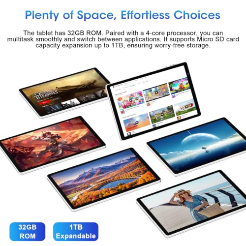 Image of 10 Inch Tablet, Android OS with 32GB,6000mAh,IPS Display Silver