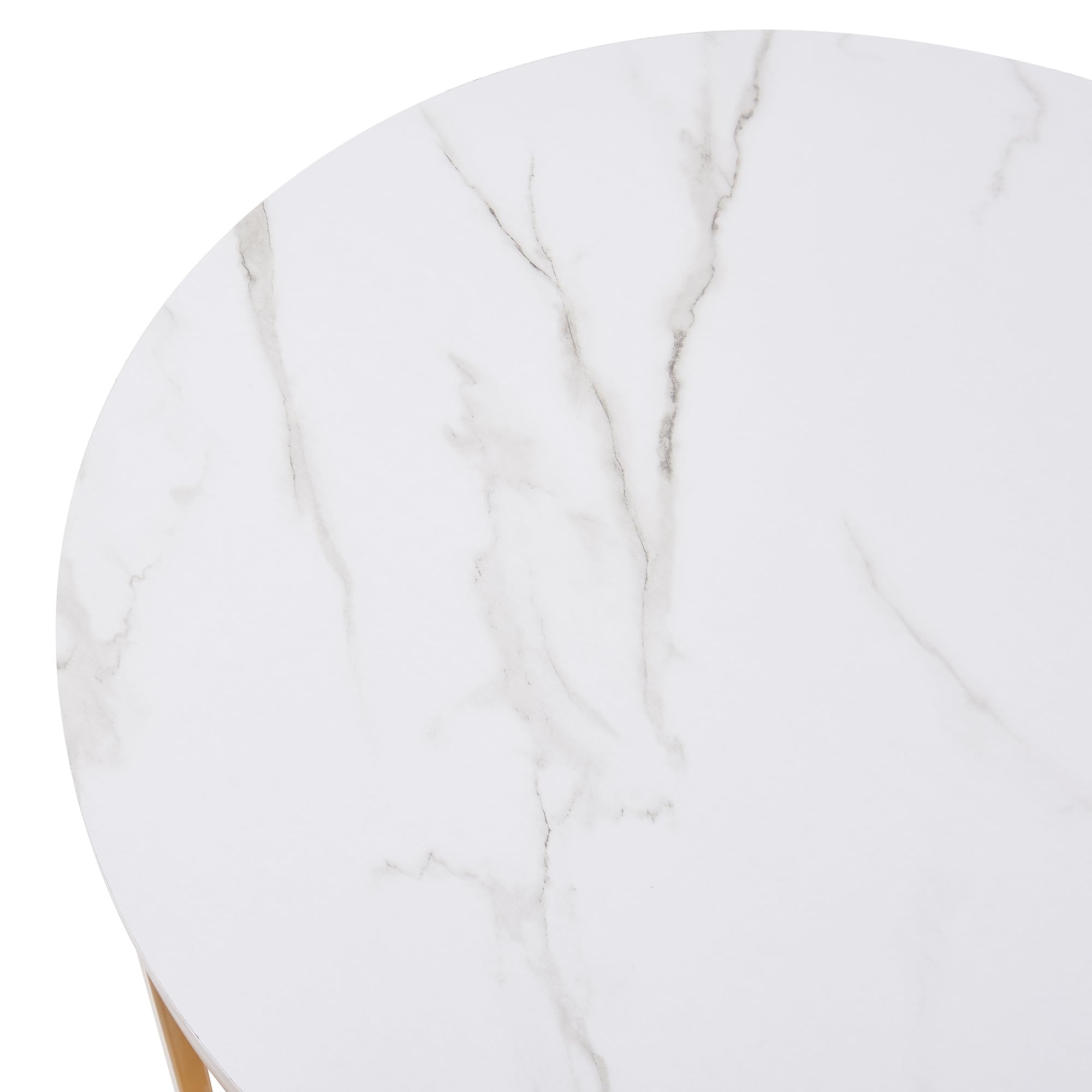 [en.casa] Set di 3 Tavolini Sovrapponbili Tavoli Bassi da Salotto con Piano Rotondo Tavolini da Caffè in Misure Diverse Base Circolare e Semicircolare in Metallo - Effetto Marmo Bianco/Oro