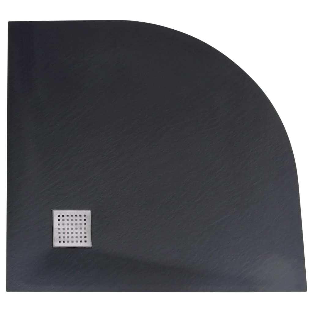 vidaXL Plato de Ducha Base Pie Receptáculo Aseo Cuarto de Baño Esquina Suelo Antideslizante Duradero Extraplano Resina SMC Negro 90x90 cm