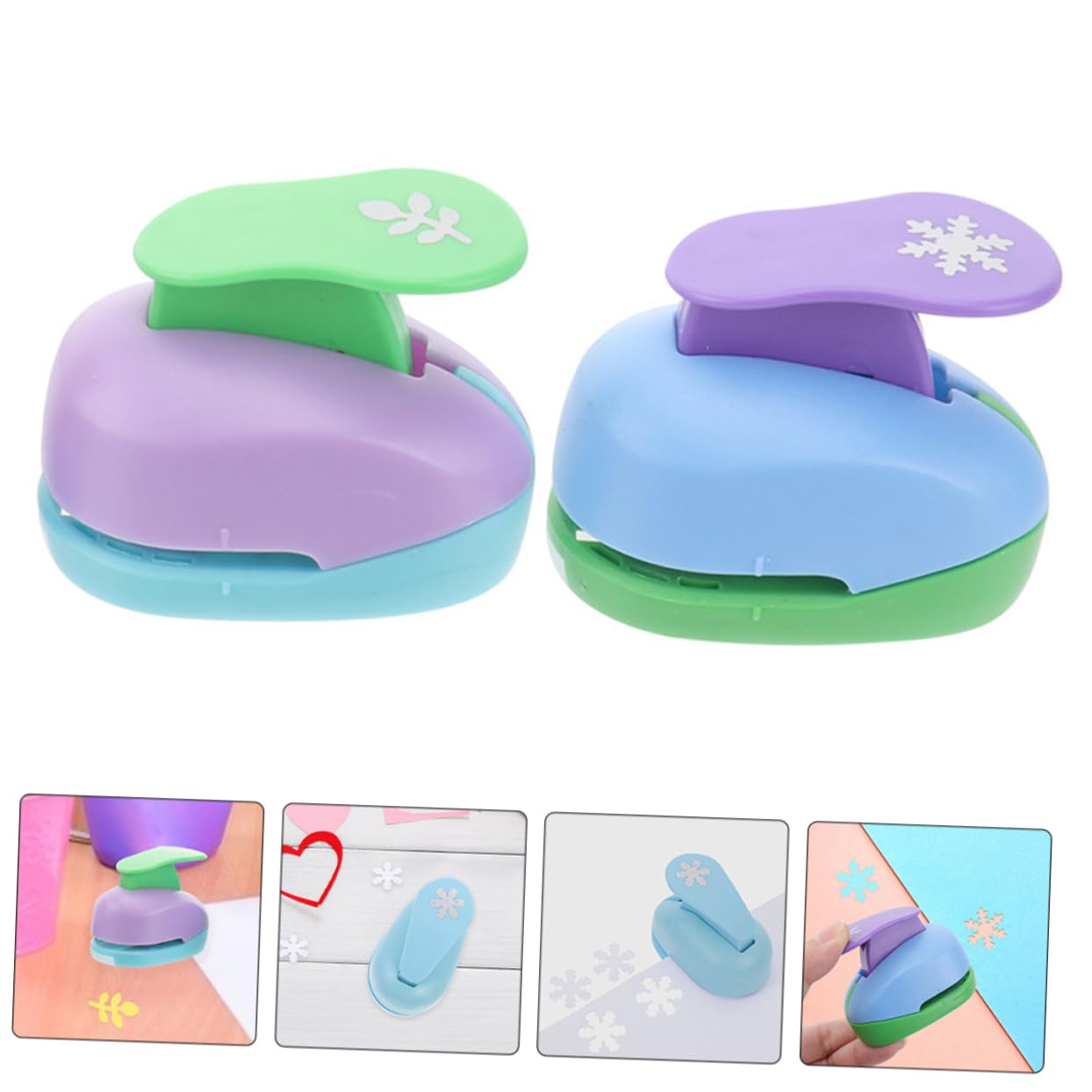 Uonlytech 4 Set Puncher Per Carta Fustellatrice Diy Puncher Portatile Per Scrapbooking E Attività Casual 2 Pezzi*4