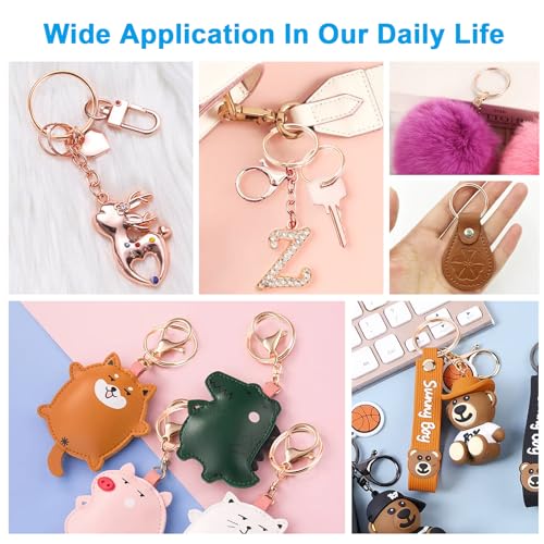 YHYZ Keychain Ring Set (Rose Gold, 30 Sets), Splits Key Ring Hoops (Round) with Chain + Jump Rings - Image 2