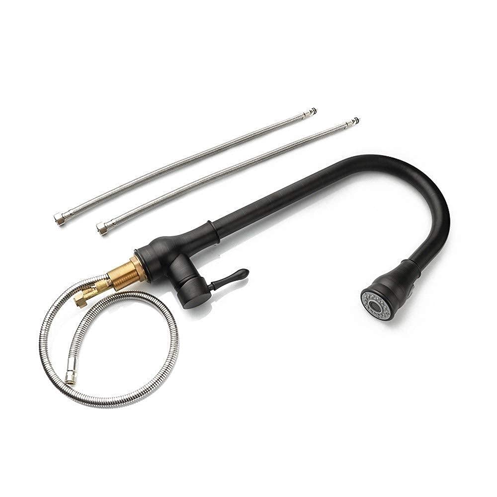 OKUOKA Kit de reparación, Grifo de Fregadero de Cocina extraíble y Bronce Antiguo Europeo a la Moda, Mezclador de rotación Completa de Cobre Negro, Duradero