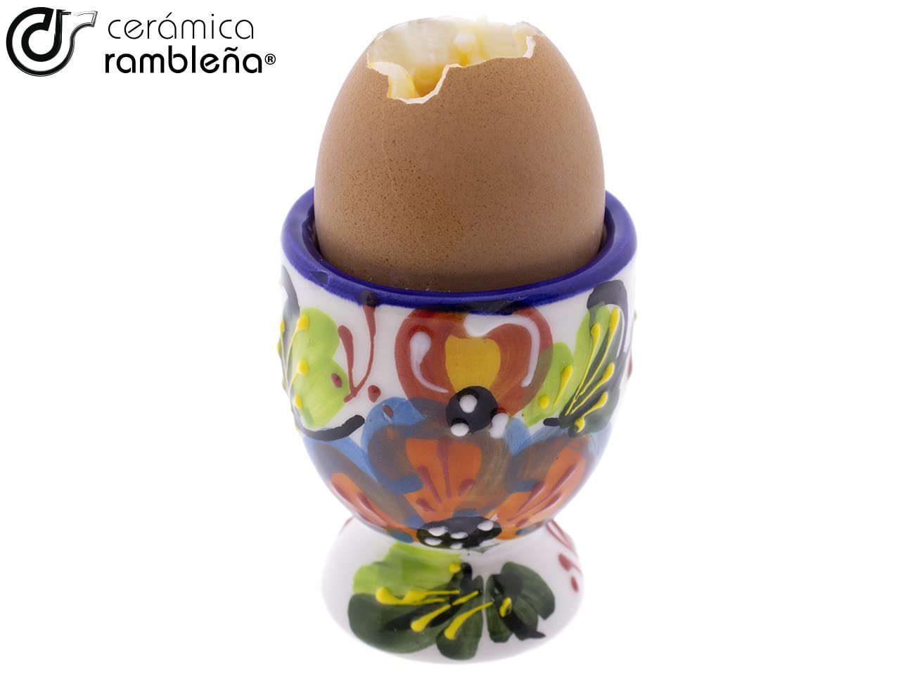 CÉRAMIQUE RAMBLEGNE | Œuf | Porte-oeufs | Plateau en céramique | Œufs farcis | Oeufs assiette | Coquetier amazon | Pack x4 Modèle - M01 | Décoration 100% faite main | 5,5 x 5,5 x 7 cm