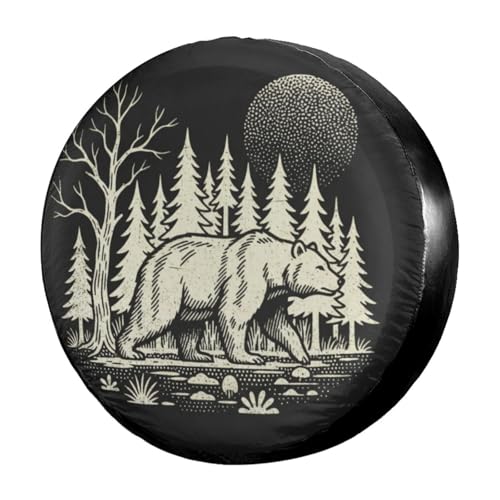 Image of Delerain Bear Silhouette Spare Tire Covers for RV Trailer SUV Truck and Many Vehicle, Wheel Covers Sun Protector Waterproof, (14 Inch for Diameter 23 inch-27 inch)