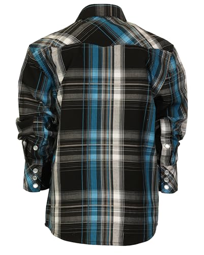 Image of Gioberti Boys Casual Western Plaid Long Sleeve Pearl Snaps Shirt