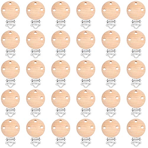 ruggito Lot de 30 pinces à sucette en bois pour bébé (30 mm) Cover
