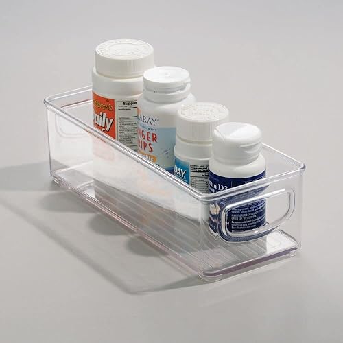 Miniatura 7 de mDesign Contenedores pequeños de plástico para almacenamiento de baño con asas para organización en armario, armario, tocador o estante de armario,