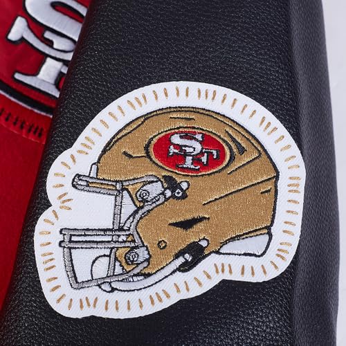 Pro Standard Mens NFL San Francisco 49ers DIY Pick Stitch Varsity Jacket Red/Black S - Image 6