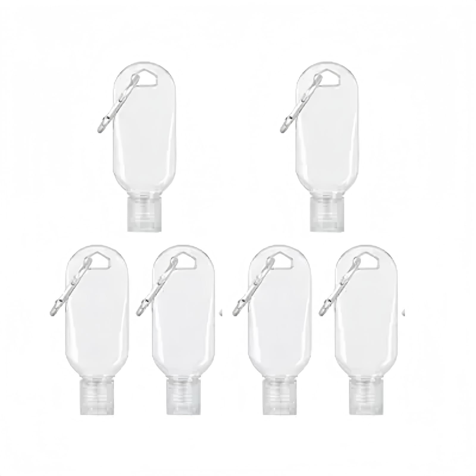Wpppan 6Pcs Portable Hot Sauce Keychain Bottles - Mini Ketchup Containers for On-The-Go - Refillable Travel Size Hot Sauce Keychain, Gravies and Marinades, Condiment Squeeze Bottles (2oz/50ml)
