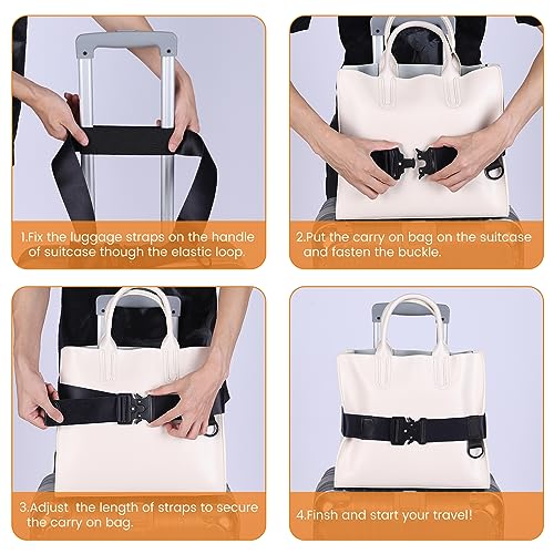 Image of Travel Belt for Luggage Over Handle, Safecube Luggage Strap for Carry On Bag, Elastic Luggage Belt Strap for Suitcases Add a Bag, Adjustable Luggage Bungee Straps, Securing Luggage for Travel