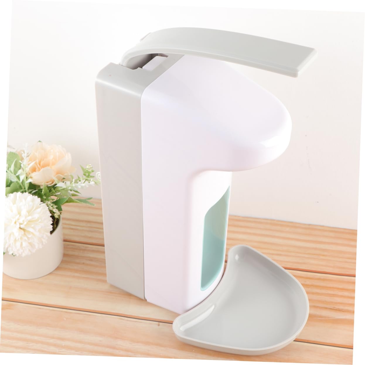 Dispensador de Jabón Líquido de Pared 1000ml Acero Inoxidable Abs | Blanco, Operación Manual Pulsador de Codo, 1 Pieza, Formato Colgante para Hotel y Hogar